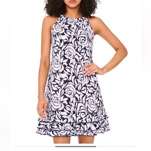 MSK Petite Brown and White Floral Dress
